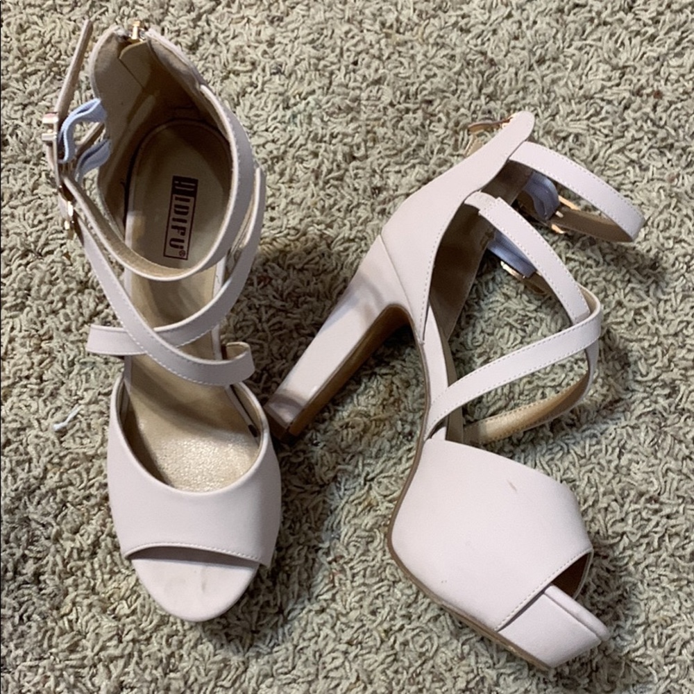 Nude heels with straps:  only worn once most comfortable heels I’ve ever worn.